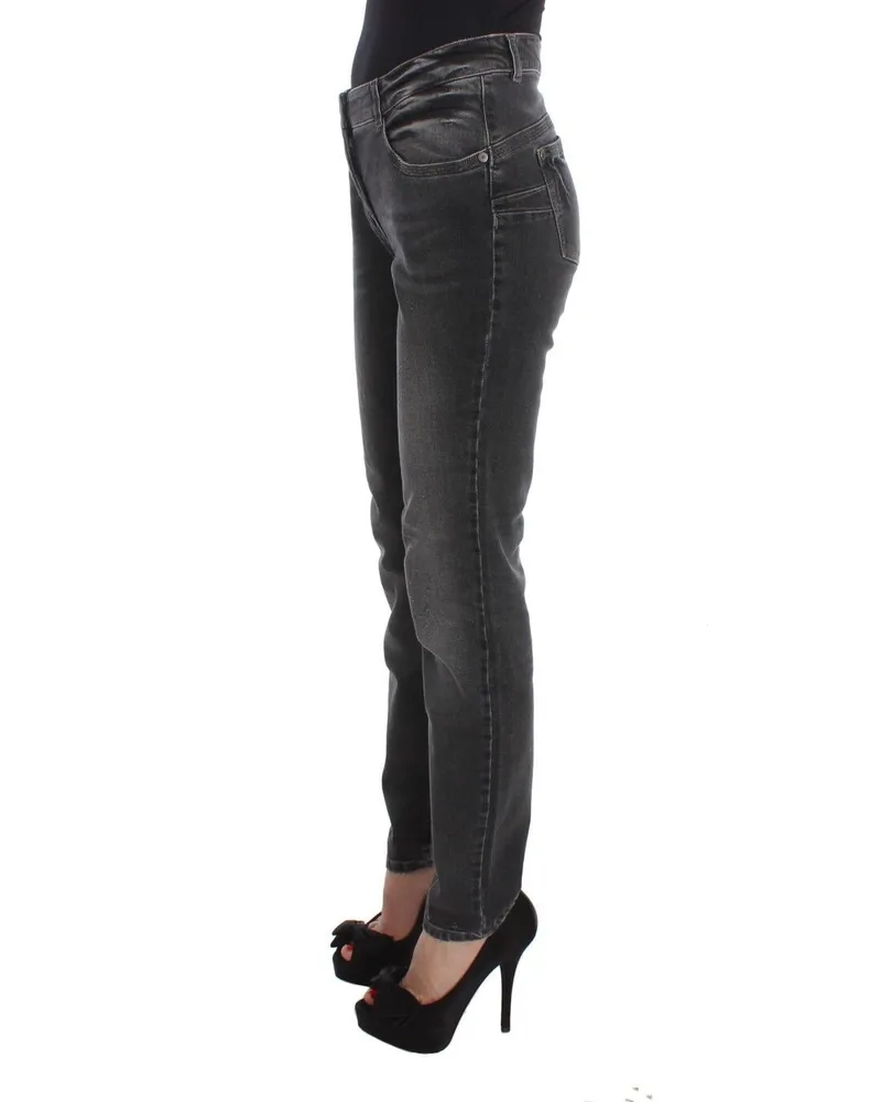 Ermanno Scervino Women's Gray Wash Cotton Blend Stretch Jeans Pants Gray
