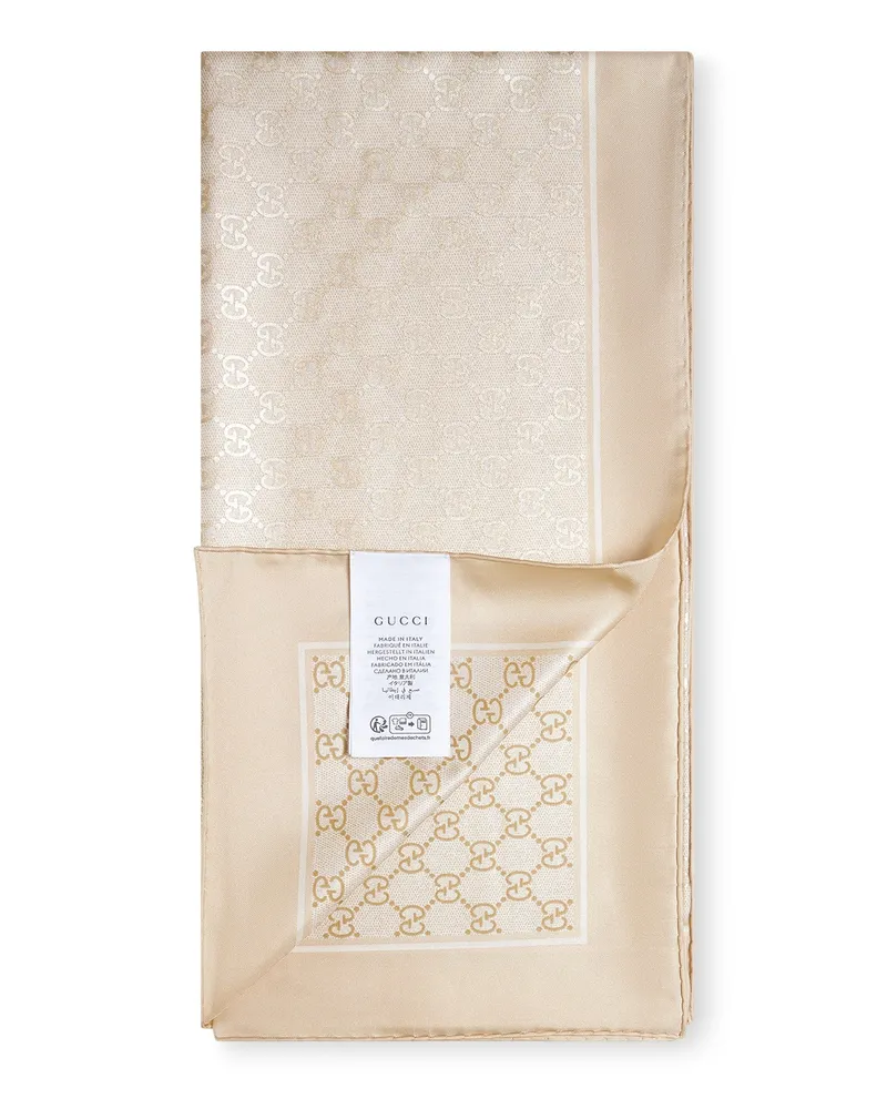 Gucci Silk Lamé GG Scarf — Beige Beige
