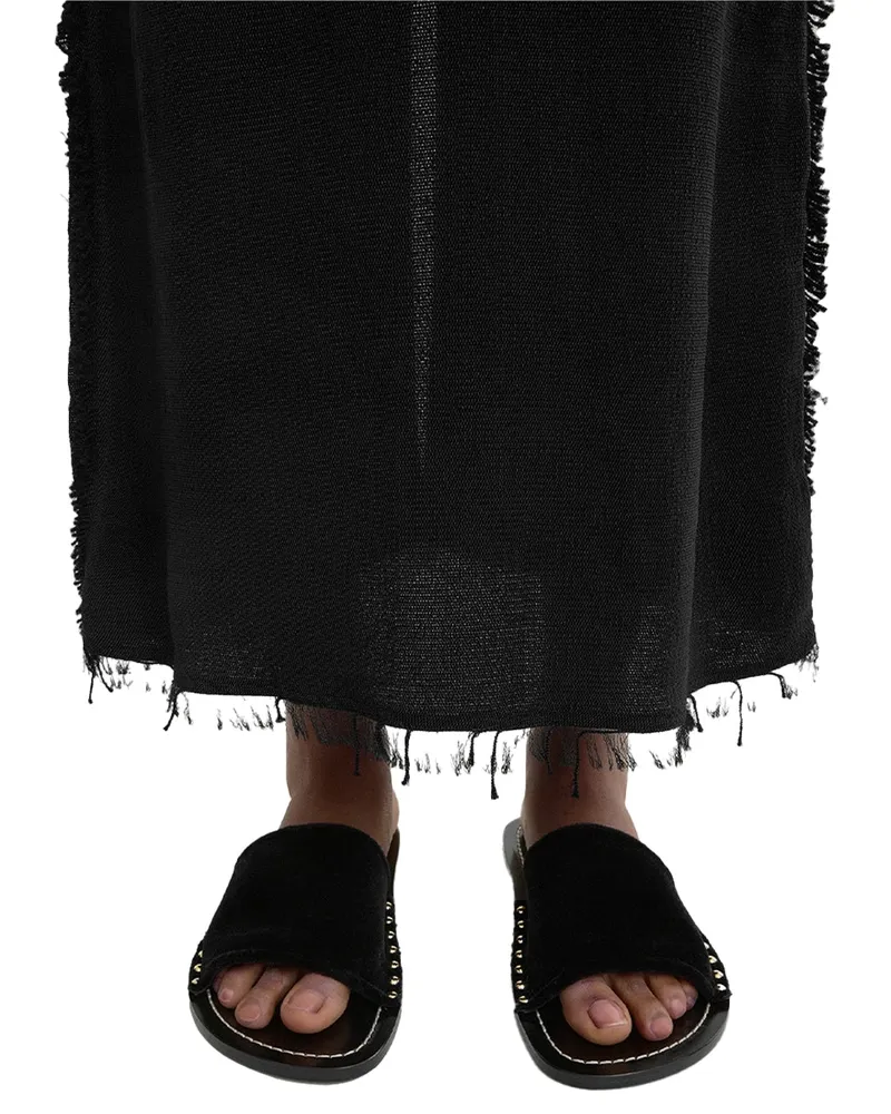 Totême Studded Velvet Slide — Black Black
