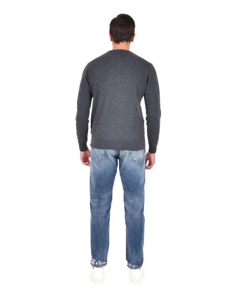 Low Brand Men Sweater With Jacquard Pattern Dark Gray Wool Gray