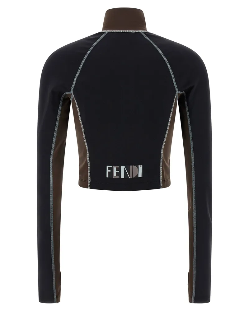 Fendi Color-Block Technical Fabric Sweatshirt — Black Black