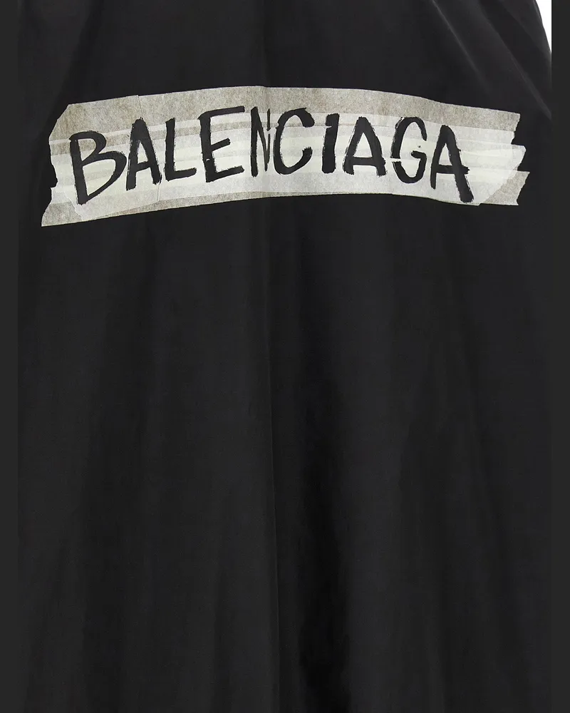 Balenciaga Logo-Print Tech Poplin Sweatshirt — Black Black