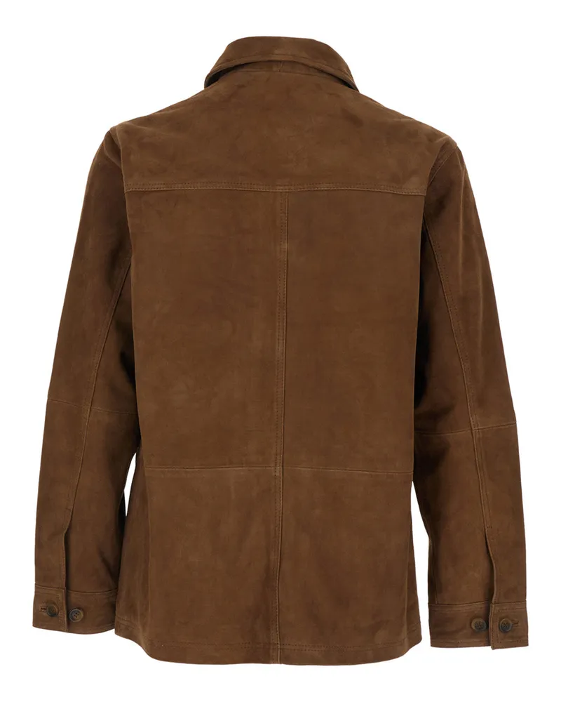 Sebago Men's Jacket Camoscio Brown Leather Coat Brown