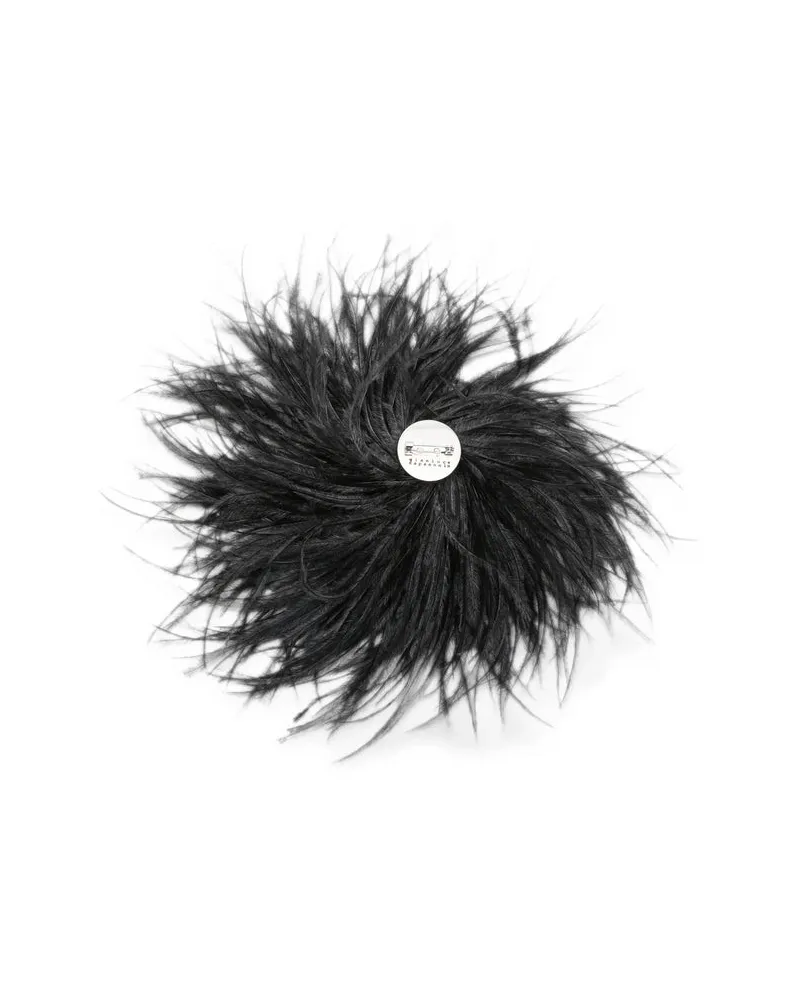Gianluca Capannolo Ostrich Feather Brooch — Black Black