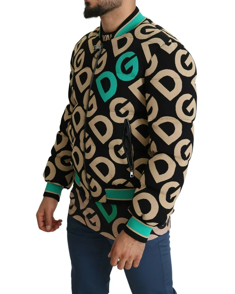 Dolce & Gabbana Men's Multicolor Dgmillennials Logo Print Jacket Black Clothing Black