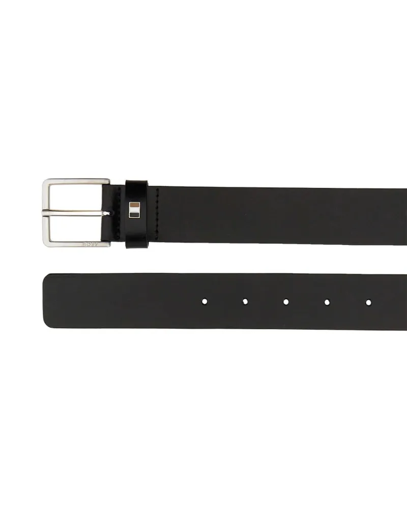HUGO BOSS Logo-Engraved Buckle Belt — Black Black