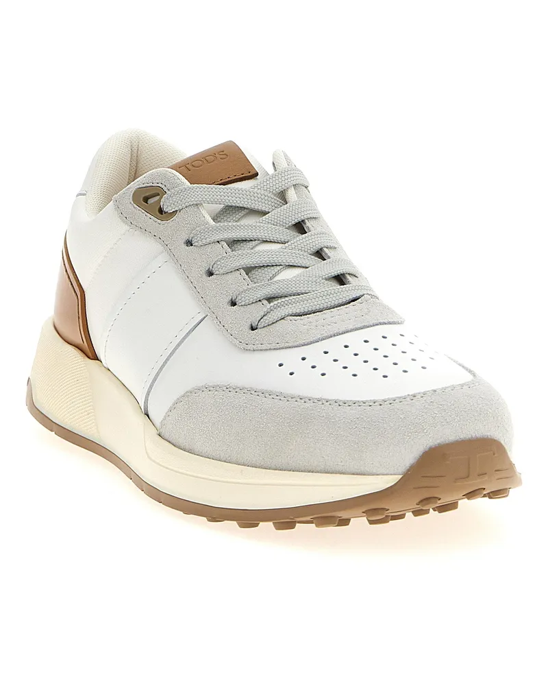 TOD'S Mixed Leather & Suede Sneaker — White White