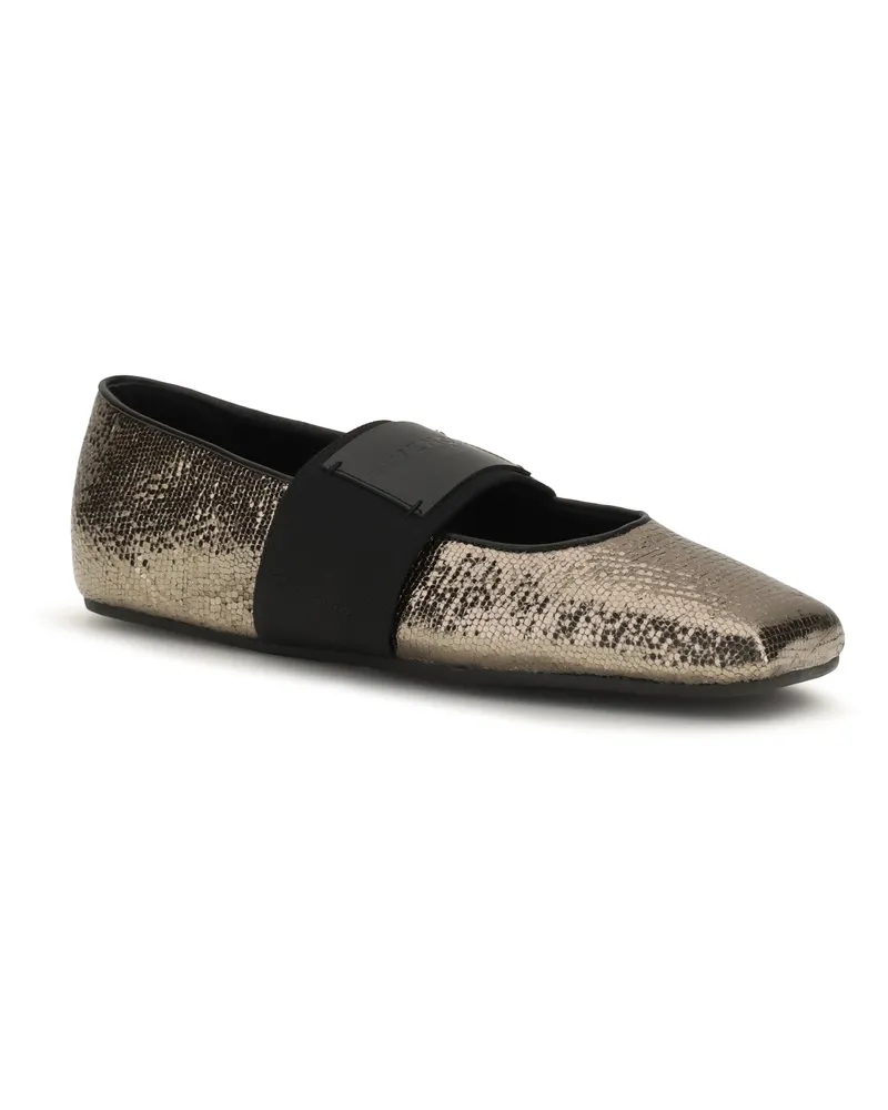 Givenchy Women's Ballerina Shoes Sliced Square Bronze Leather Upper Calf Bronze