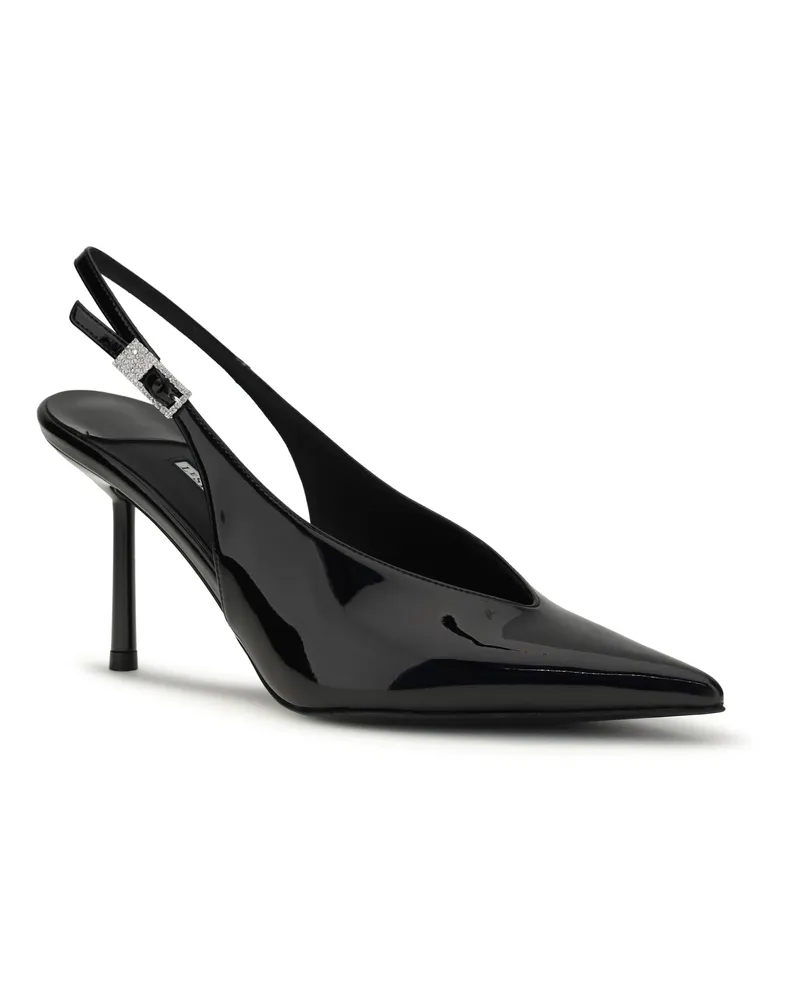 Le Silla Women's Clivage Slingback Pumps Nero-Crystal Calf Leather Bos Taurus Nero/crystal High Heel Shoes Black