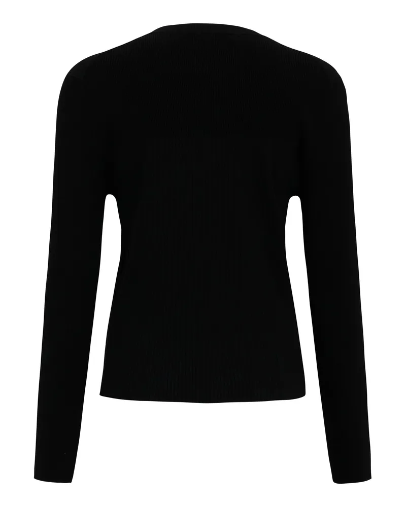 Kitsuné Women's Cardigan Ribbed Crewneck Black Viscose Cardigans Sweater Black