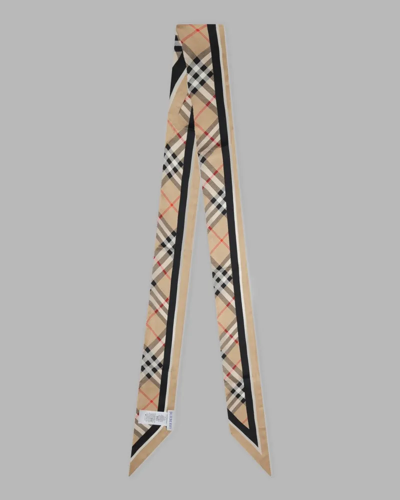 Burberry Check Silk Scarf — Beige Beige