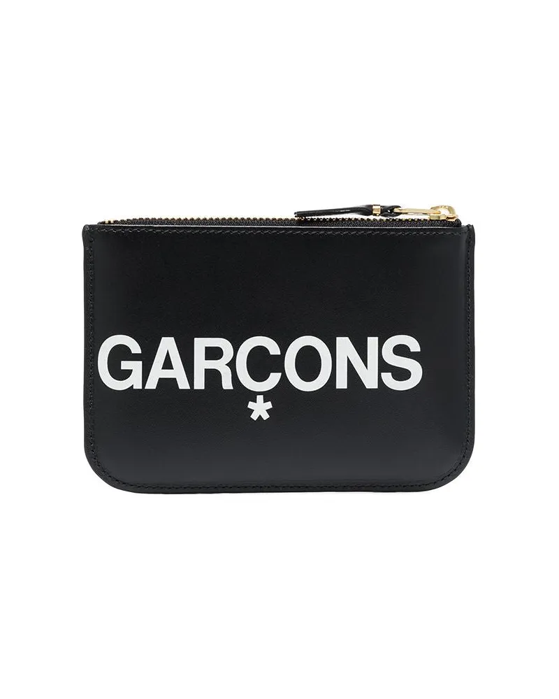 Comme des Garçons Logo-Print Leather Card Case — Black Black