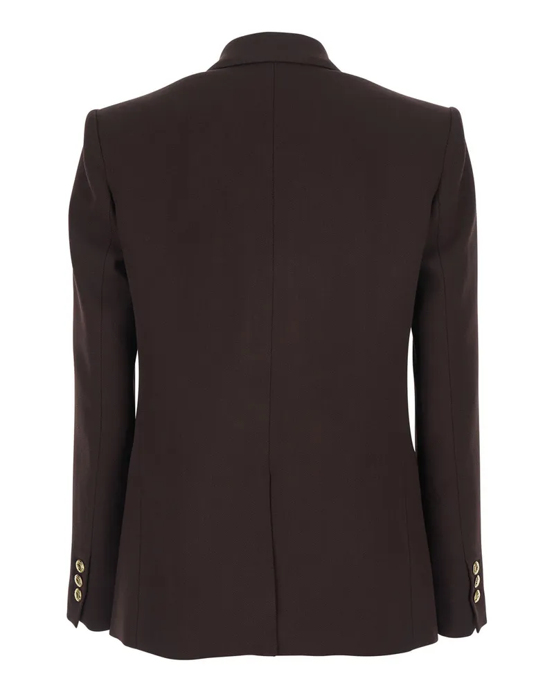 Elisabetta Franchi Women's Double-Breasted Jacket Brown Viscose Blazers Brown