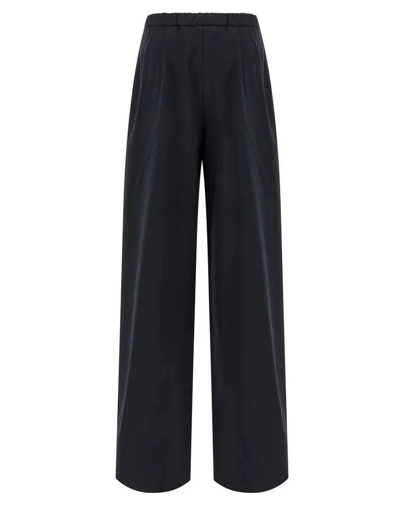 Max Mara Women's Blue Virgin Wool Casual Pants Black
