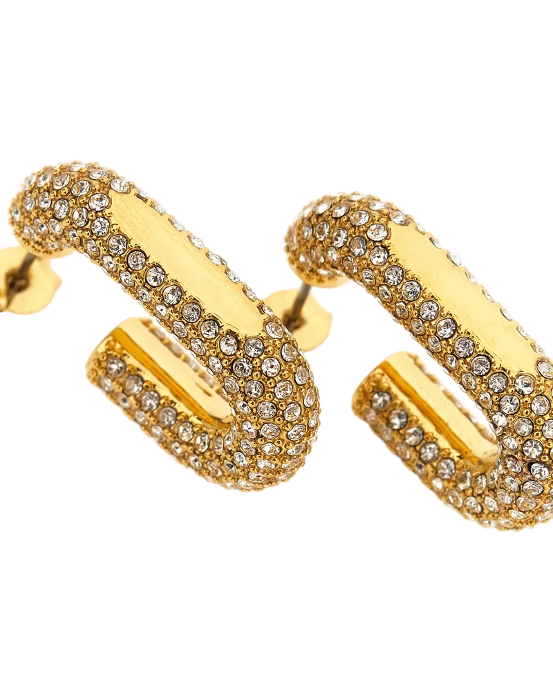 Paco Rabanne Crystal-Pavé U-Shaped Earrings — Gold Gold
