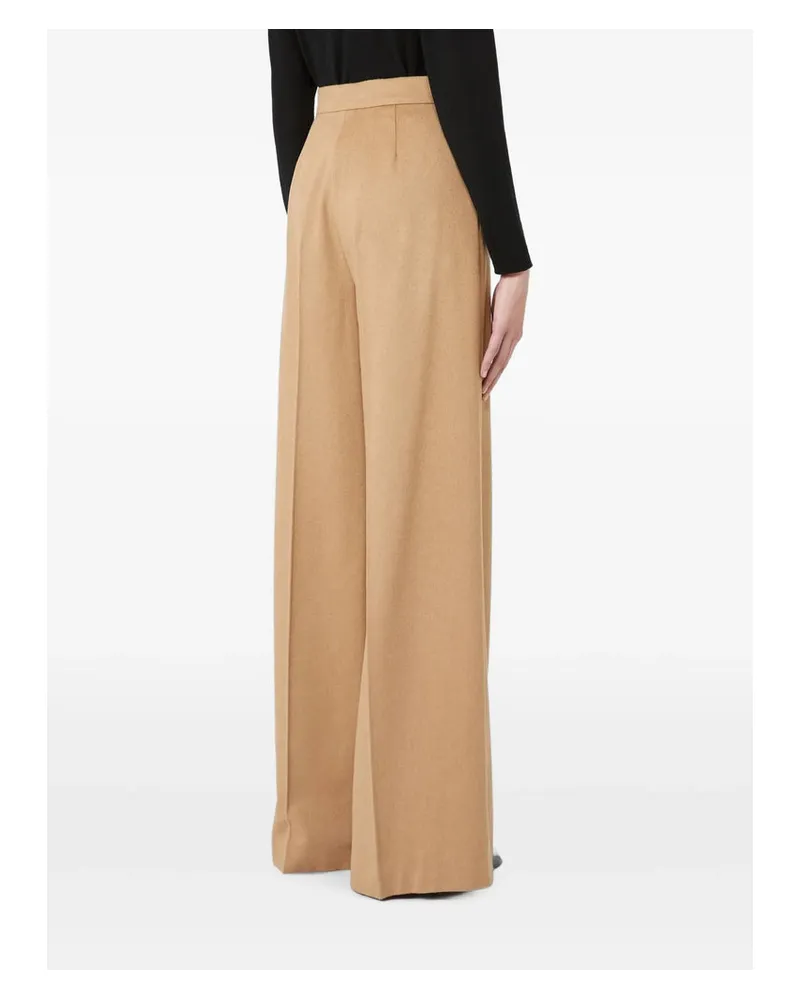 Max Mara Wide-Leg Camel Hair Trousers — Beige Beige
