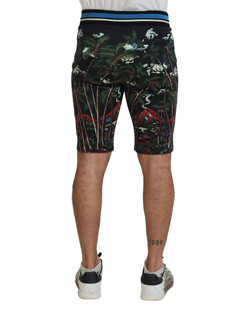 Dolce & Gabbana Volcano Print Cotton Shorts — Black Black