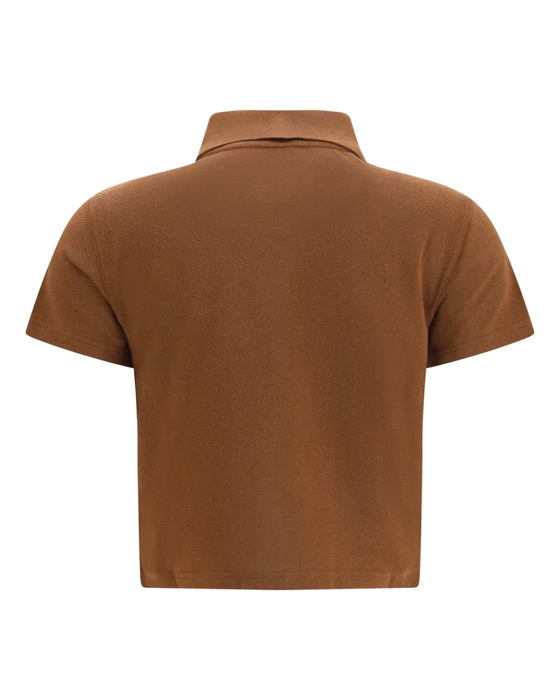 Saint Laurent Women's Cassandre Short Cotton Piqué Polo Shirt Caramel T-shirts And Polos Caramel
