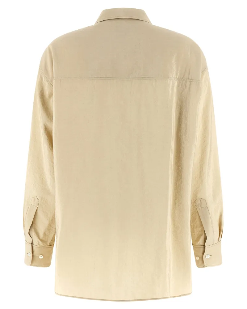 Christophe Lemaire Silk Tie-Front Shirt — Cream Cream