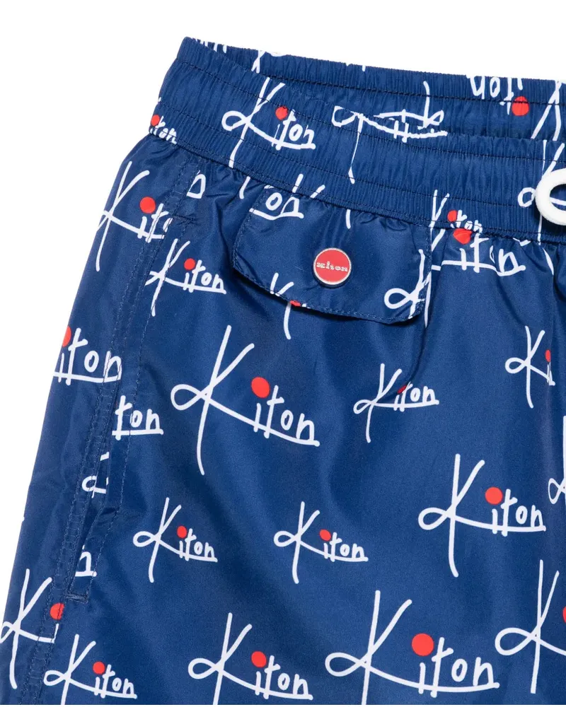 Kiton Men Printed Swim Shorts Ss26 M Navy
