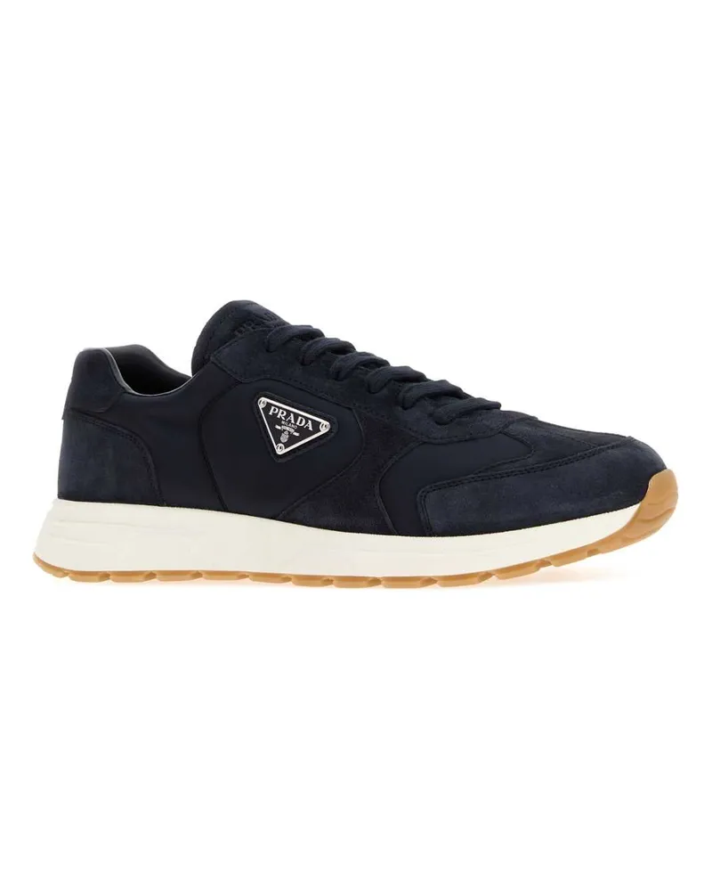 Prada Men's Prax Nuova Sneaker Navy Nylon Suede Navy