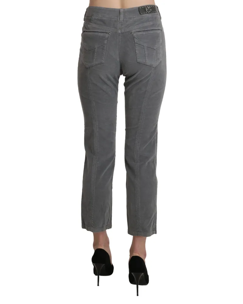 Ermanno Scervino Women's Gray Cropped Cotton Stretch Trouser Pants Elastane Gray