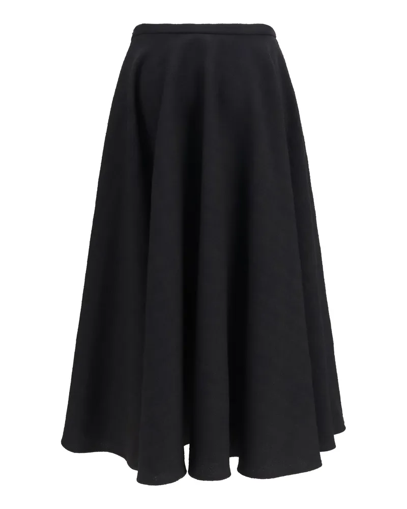LARDINI Virgin Wool Fleece Midi Skirt — Black Black