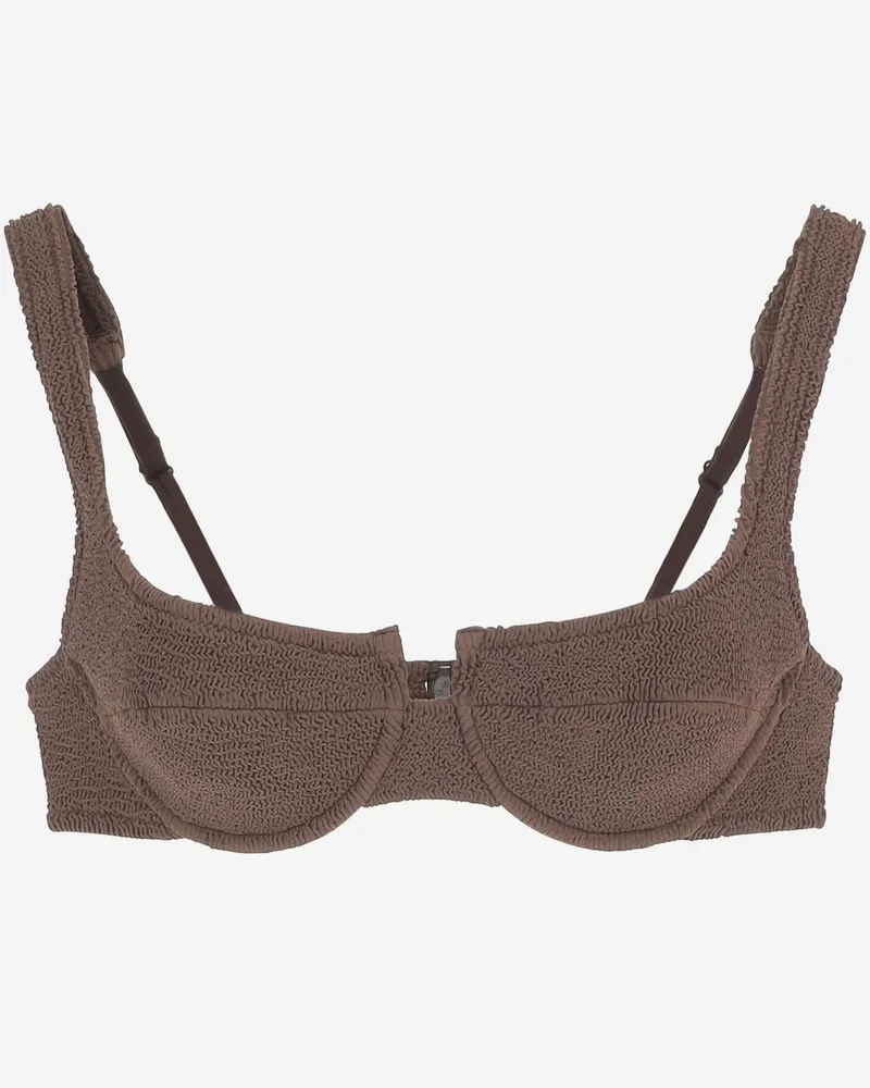 MC2 Saint Barth Women's Bikini Top Amira Brown Polyamide Swimwear Sea Clothing Brown
