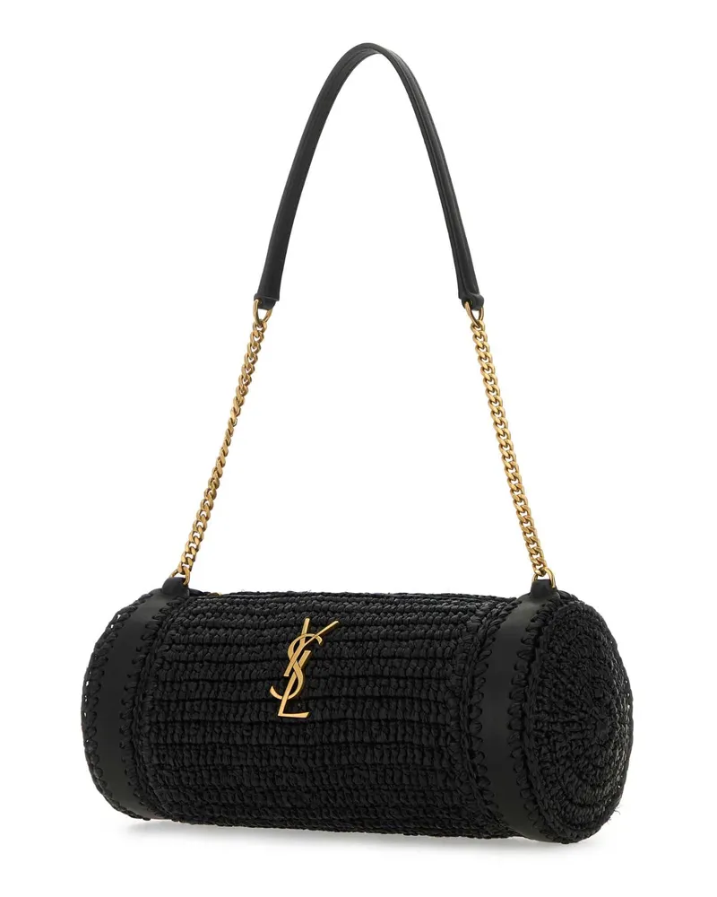 Saint Laurent Women's Black Raffia And Leather Cassandre Shoulder Bag Neronero Borse A Mano Black