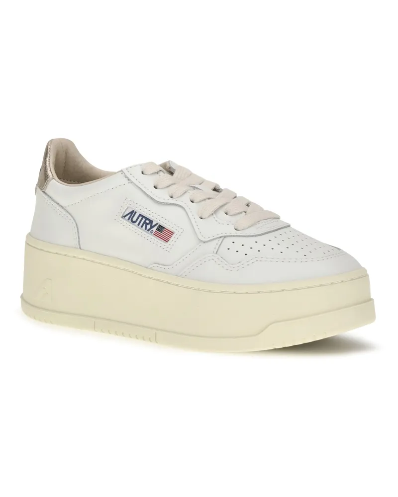 AUTRY Women's Medalist Platform Leather Sneakers Wht-Feather Upper: Leather; Sole: Rubber Wht/feather White