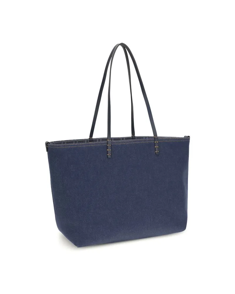 Fendi Women's Blue Cotton Shoulder Bag Blue