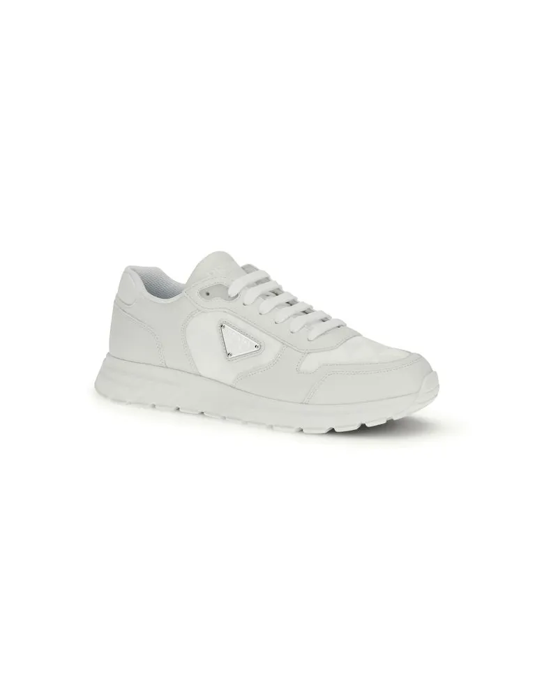 Prada Men's White Recycled Polyamide Athletic Sneakers White