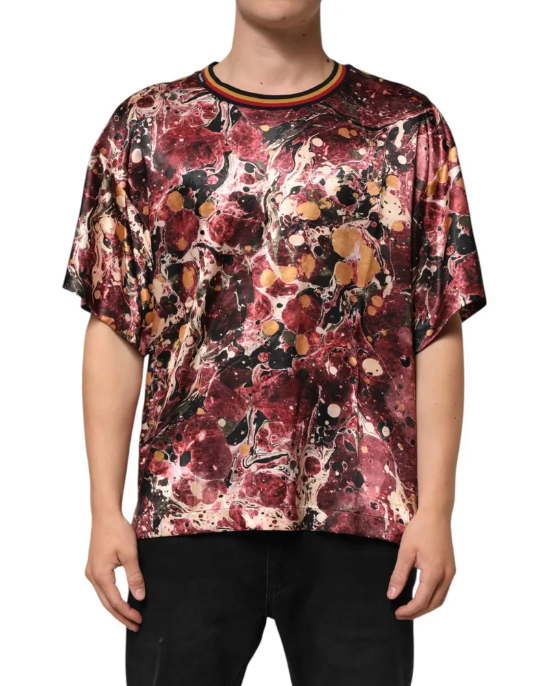 Dolce & Gabbana Men's Multicolor Polyester Marble Print Oversize T-Shirt Multicolor