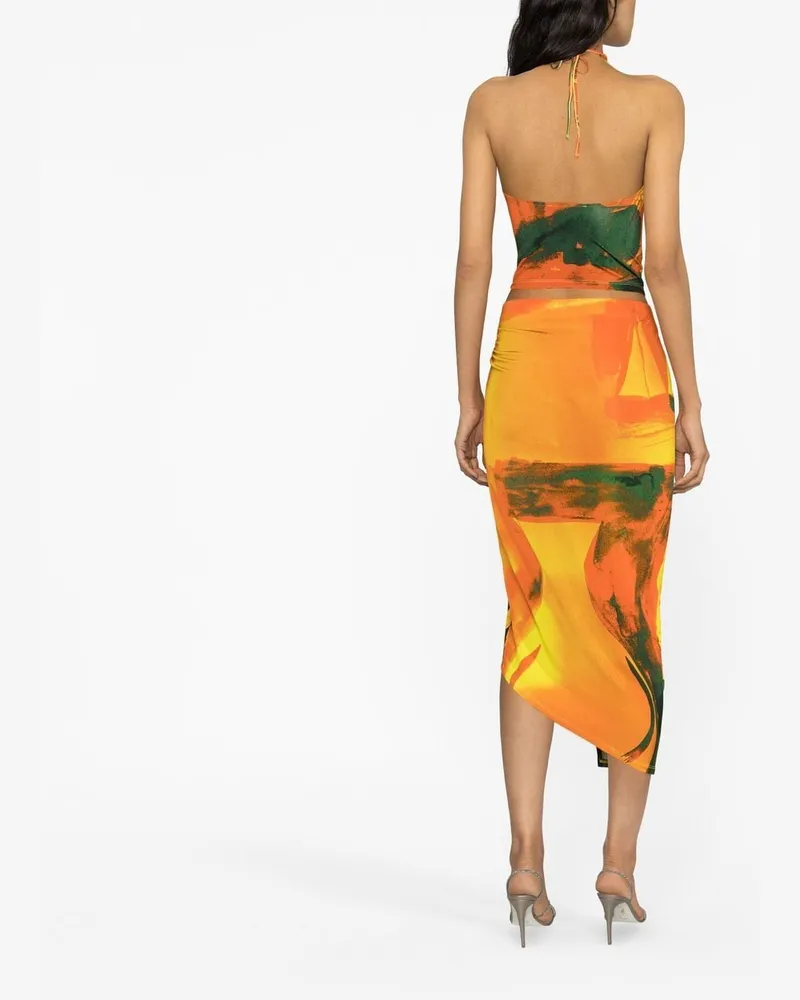 Louisa Ballou Abstract Print Draped Skirt — Multicolour Multicolour