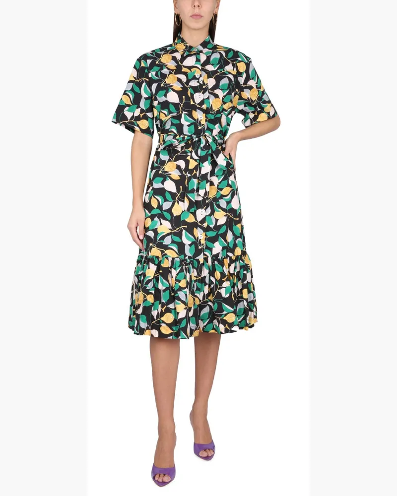 La DoubleJ Belted Cotton Shirt Dress — Multicolor Multicolor