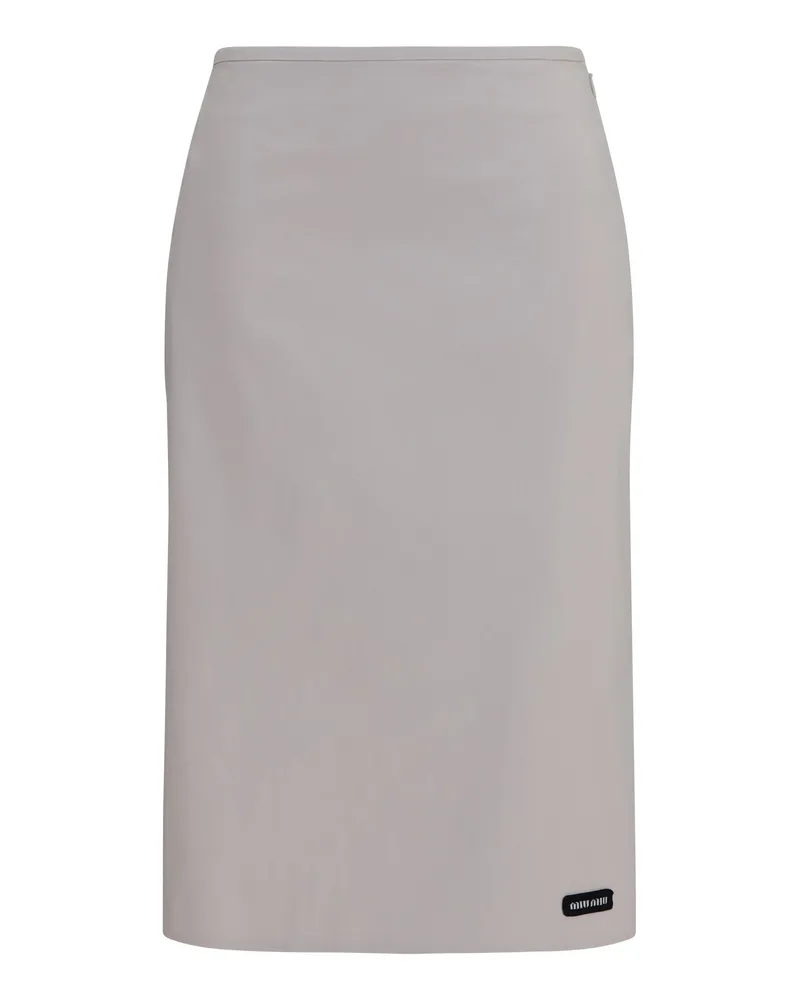 Miu Miu Stretch Cotton-Blend Midi Skirt — Beige Beige