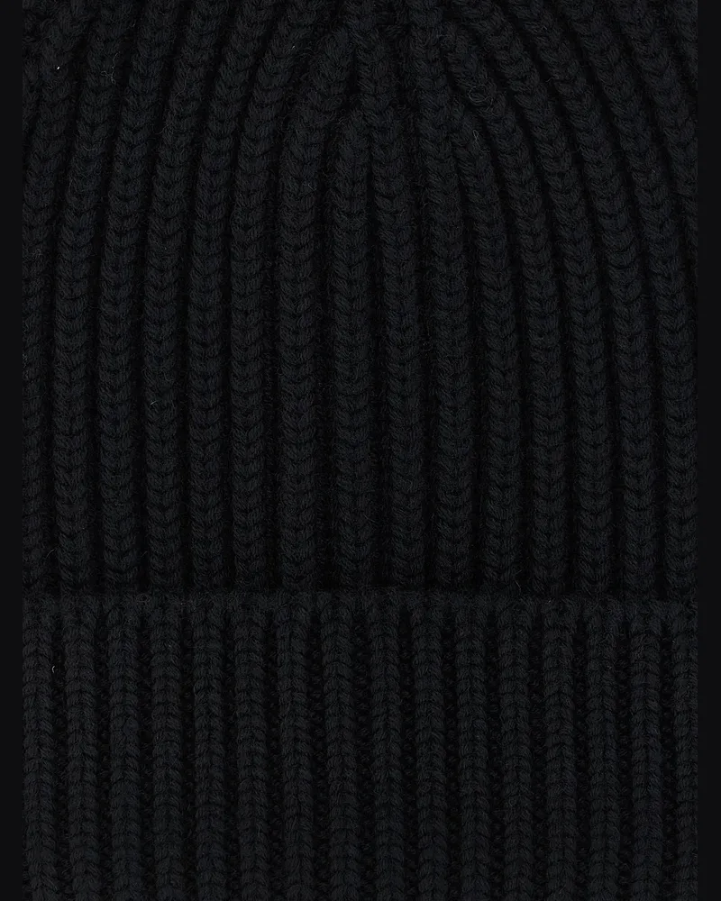 Dolce & Gabbana DO321945BM Ribbed Wool Beanie — Black Black