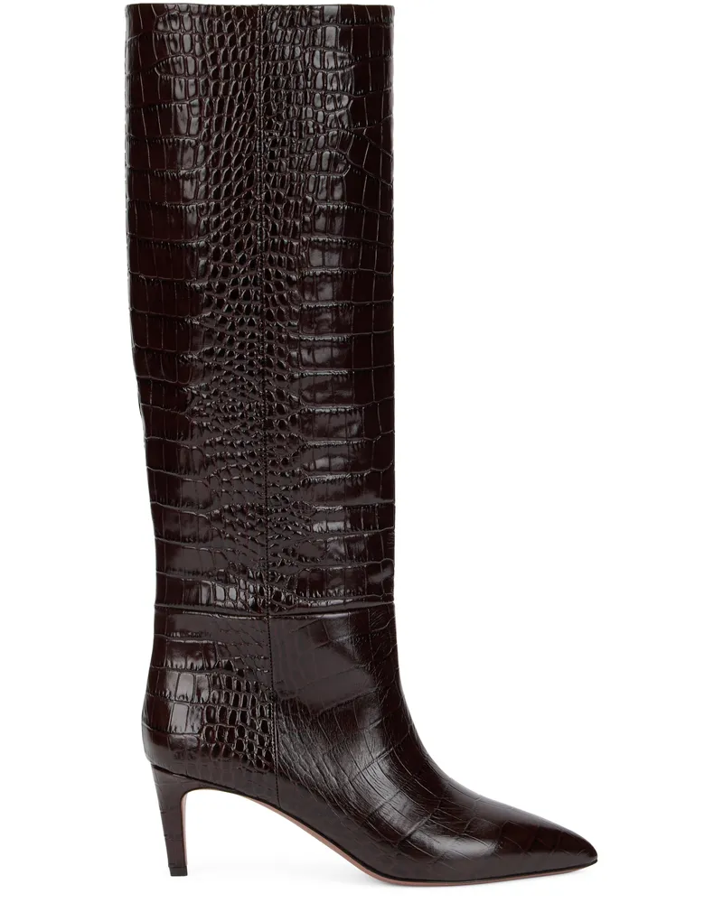 Paris Texas Women's Tall Leather Boot, Ebony Calfskin Black