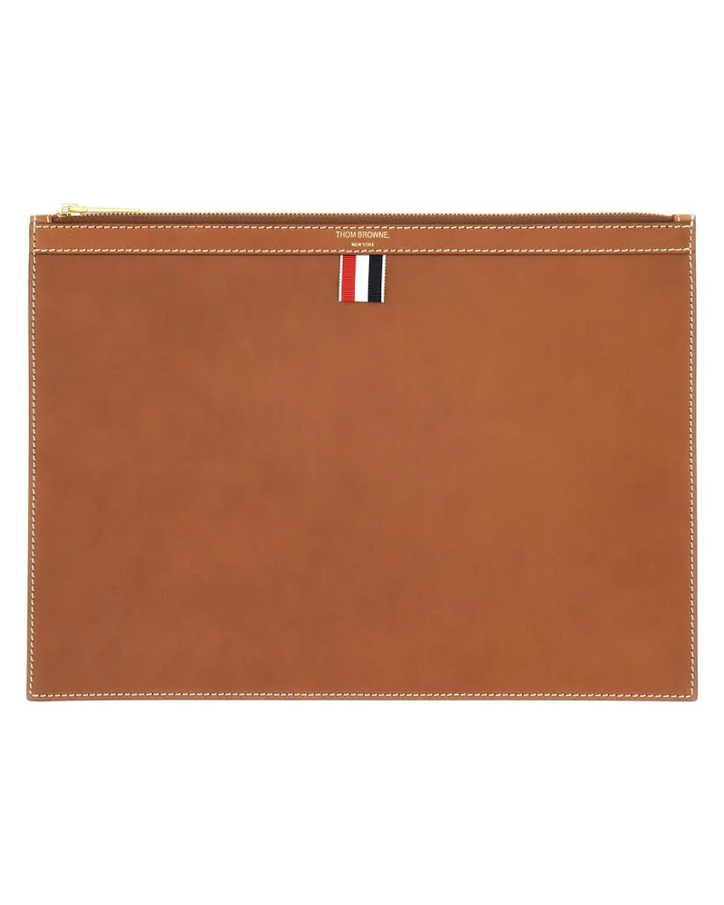 Thom Browne Leather Document Holder Wallet — Beige Beige