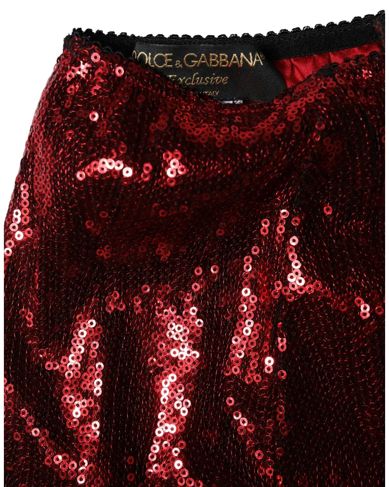 Dolce & Gabbana Women Red Sequin Embellished High Waist Girdle Underwear Nylon Clothing Red