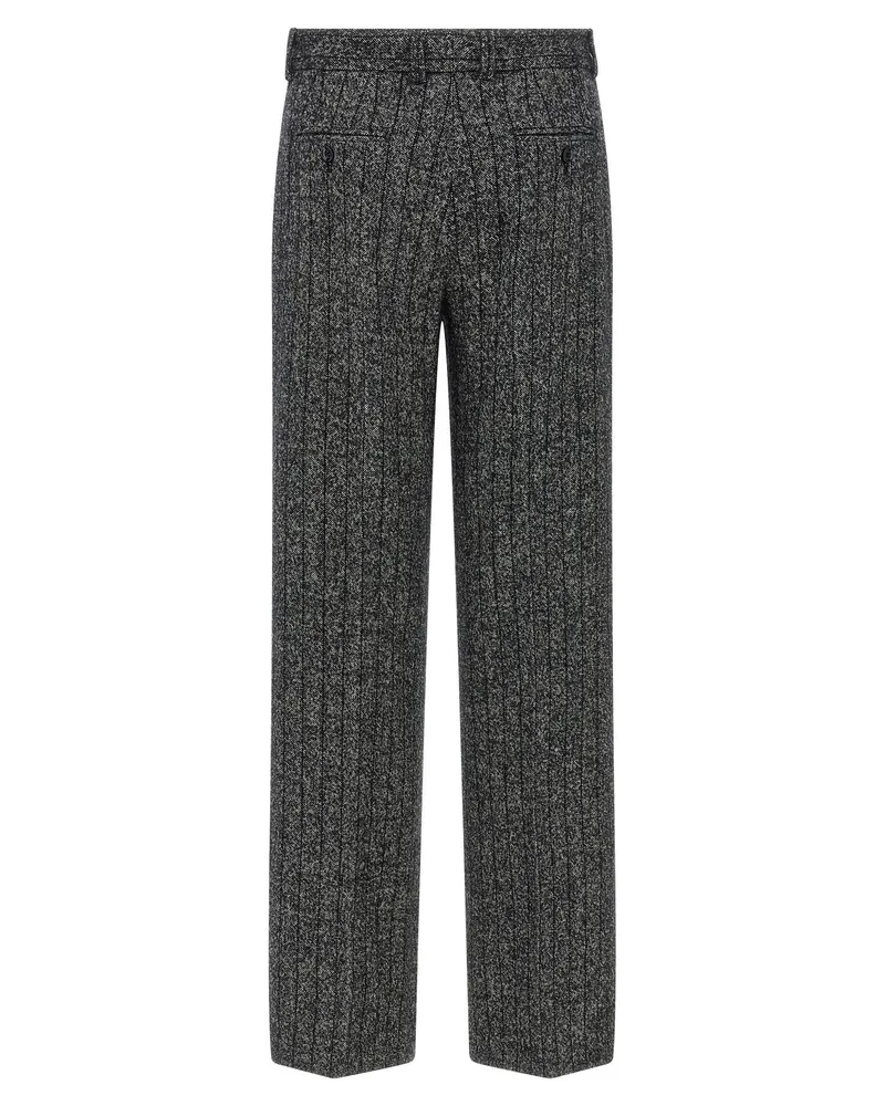 Dolce & Gabbana Striped Wool Trousers — Charcoal Charcoal