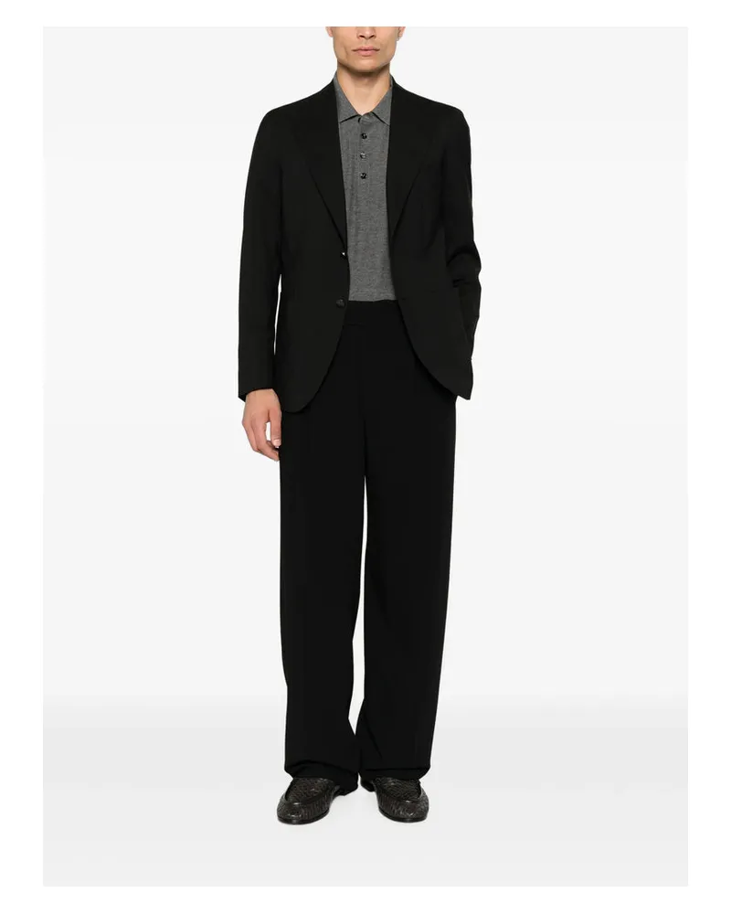 Giorgio Armani Wide-Leg Virgin Wool Trousers — Black Black