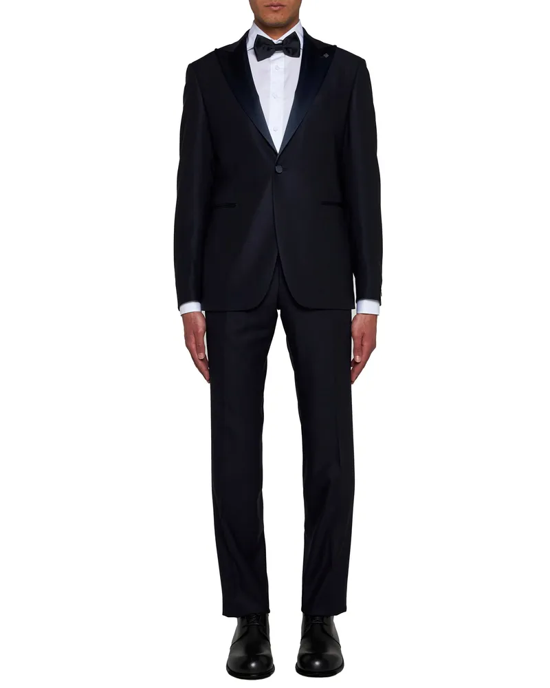 Tagliatore Men's Tuxedo Napoli Stretch Wool Blue Virgin Suits Blue