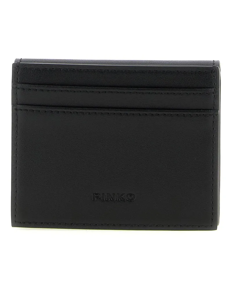 Pinko Saddle Calf Leather Wallet — Black Black