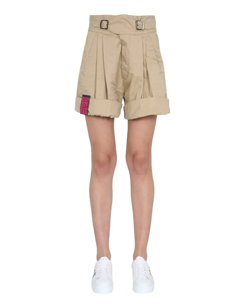 Dsquared2 Cotton Cargo Shorts — Beige Beige