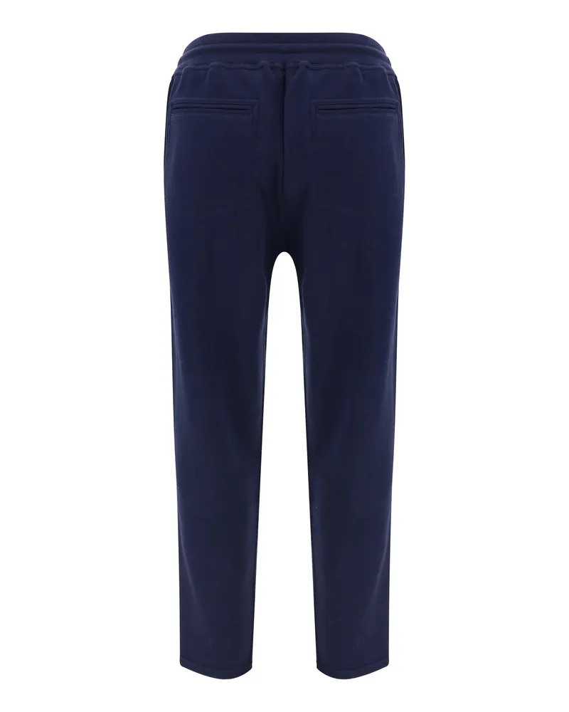 Brunello Cucinelli Men's Sweatpants Cobalt Blue-Dark Grey Cotton Trousers Blue/dark Blue