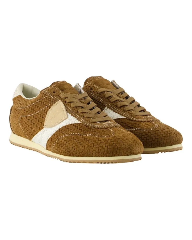 Philippe Model Women's Planche Low Sneakers -  Leather Brown Calfskin Shoes Brown