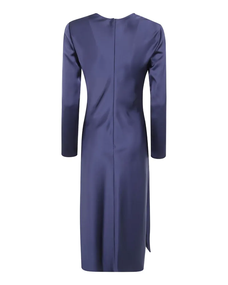 Emporio Armani Satin Long-Sleeve Dress — Navy Navy