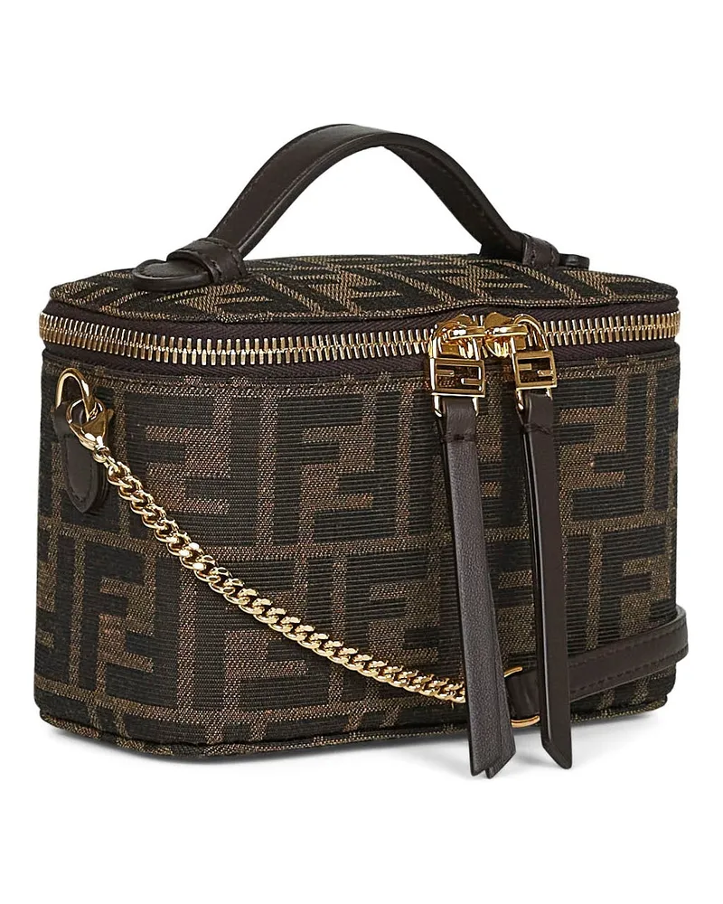 Fendi Women's Mini Vanity Bag Brown Polyester Handbags Hand Brown