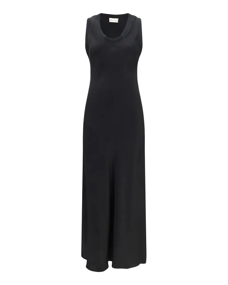 AMI Paris Women's Dress Fluid Satin Black Viscose Black